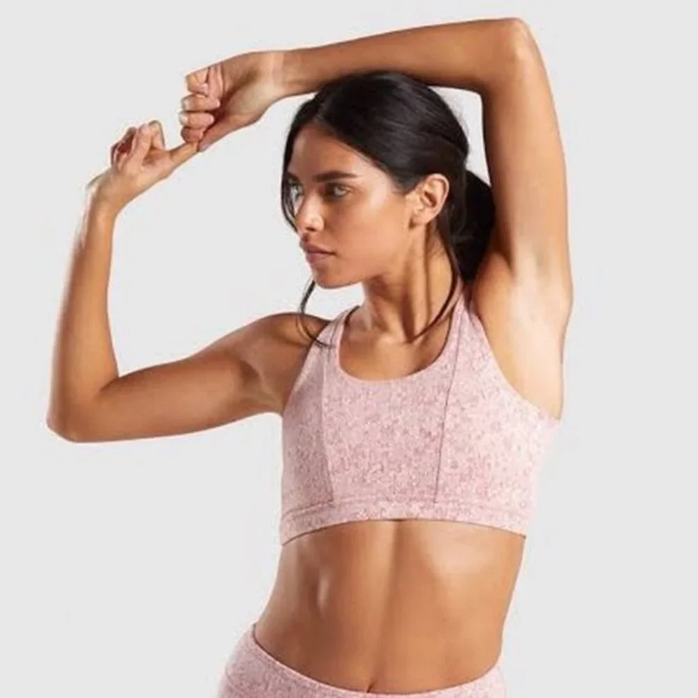 Gymshark Fleur Texture Moroccan Brick Marled Athletic Sports Bra Size Medium EUC - Picture 1 of 7